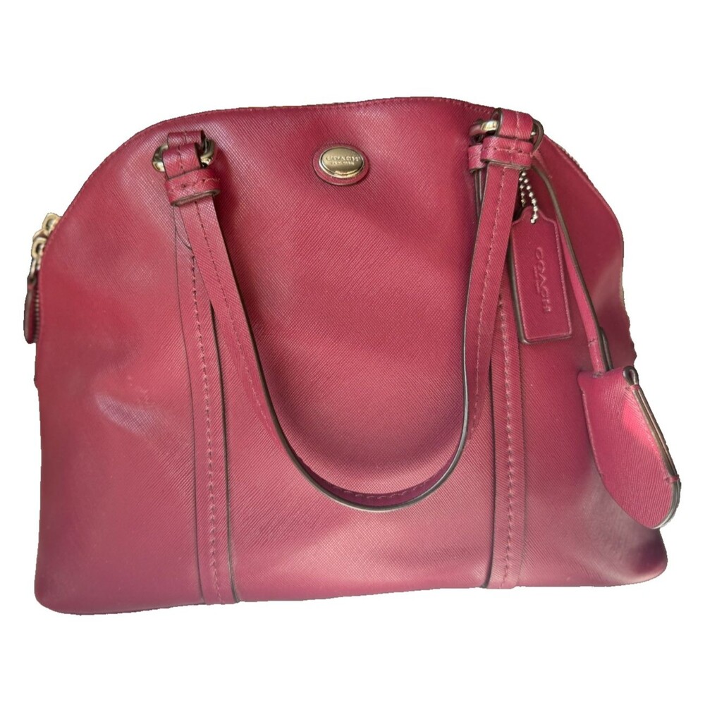 COACH Peyton Cora Domed Satchel Burgundy Merlot Saffiano Leather F25671 NWOT